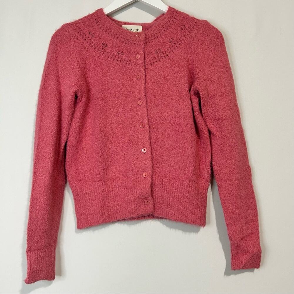 J. Crew The Reeds Women’s Fuzzy Cardigan Sweater Pink Size Small EUC